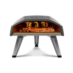 Front view of the Ooni Koda 12 Gas Pizza Oven with pizza inside