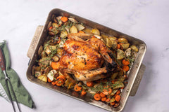 Charcoal-roasted Chicken and Root Vegetables