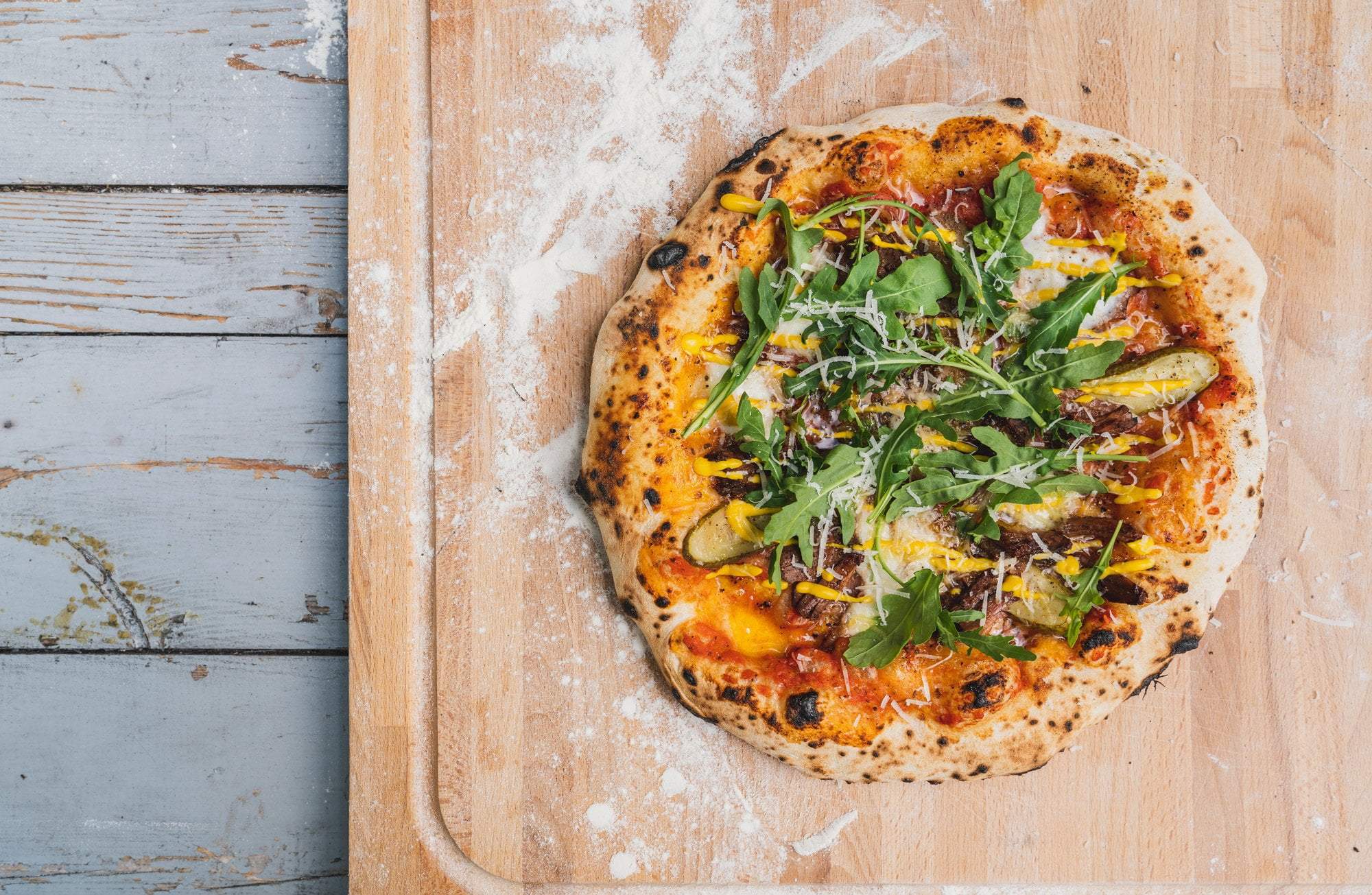Slow-Braised Brisket, Pickle & Mustard Pizza Recipe — Ooni Europe