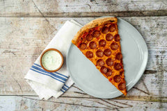 Pizza with garlic and herb dip