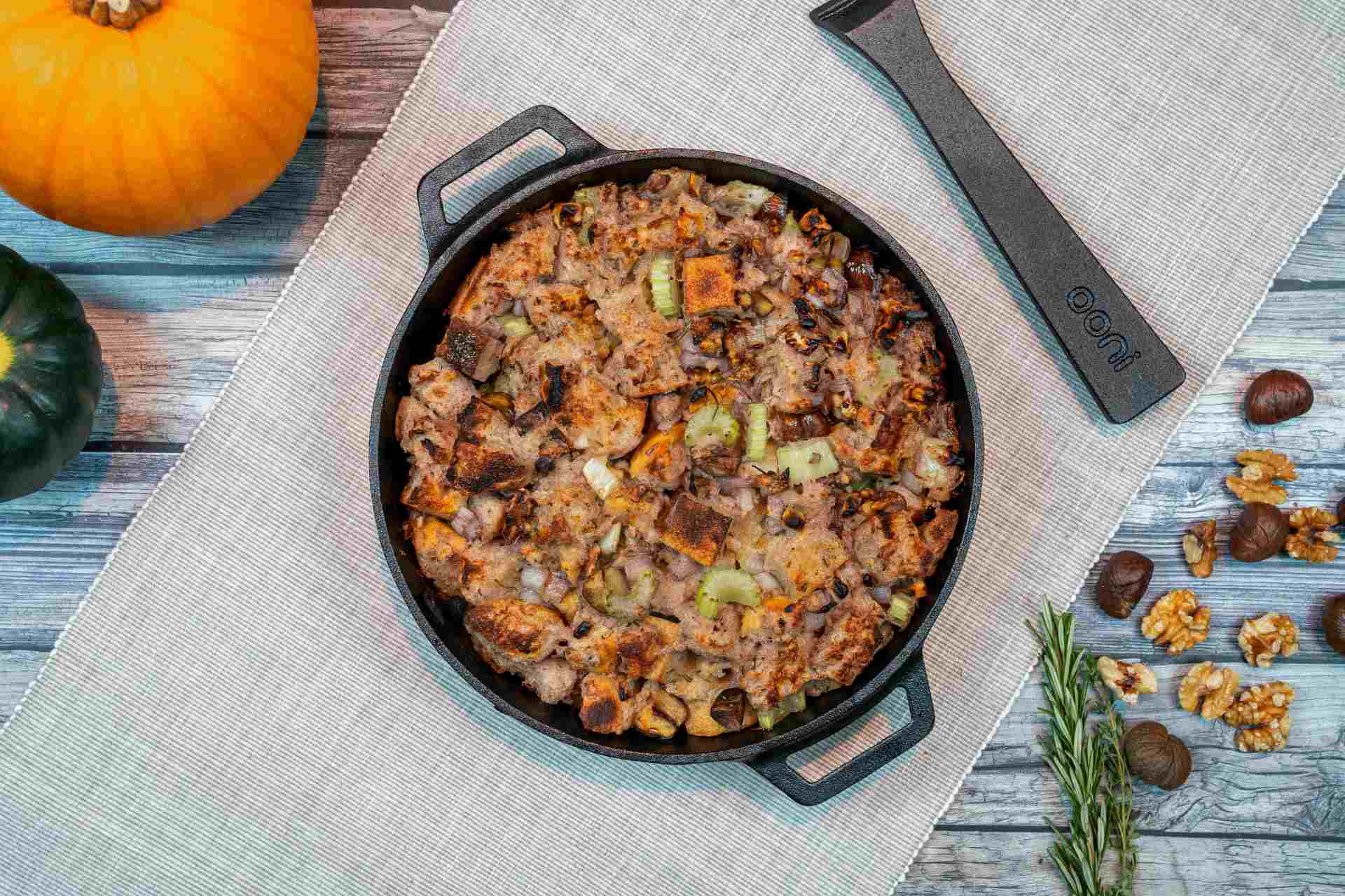 How to Make Cast Iron Brown Butter Griddle Stuffing — Ooni Europe