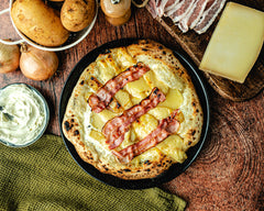 Savoyarde Pizza with Crème Fraîche, Onions, Bacon and Potatoes