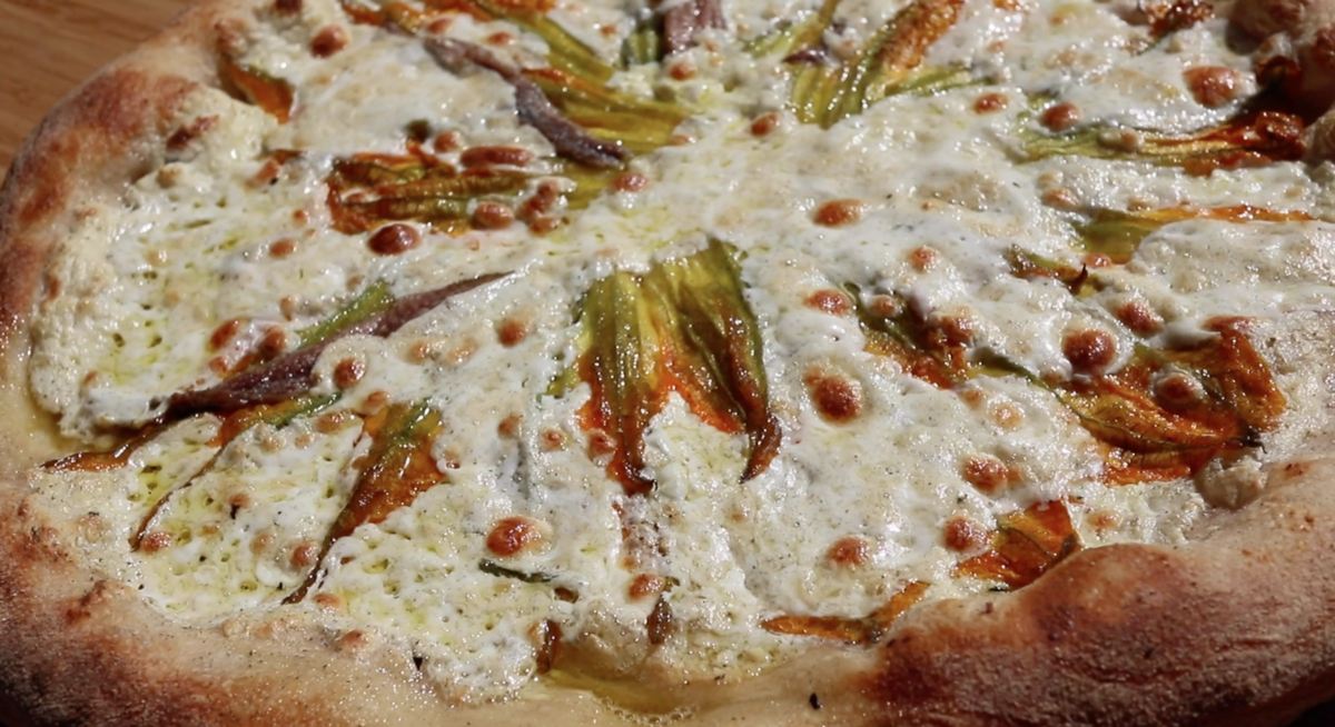 Ricotta, Sicilian Anchovy, and Zucchini Flower Pizza Recipe — Ooni Europe