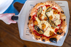 Flame cooked Courgette and Cherry Tomato Pizza