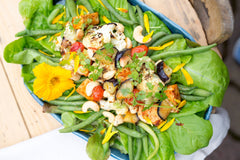 Spicy Tofu Salad with Cashews & Eggplant