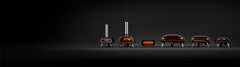 A line up of the Karu 2, Koda 2 and Karu 2 Pro pizza ovens with an orange background