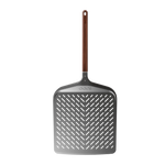 The Ooni Signtaure Pizza Peel with a wooden handle on a white background