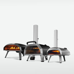The Karu 12, Karu 2 Pro and Koda 16 Pizza oven on a white background.