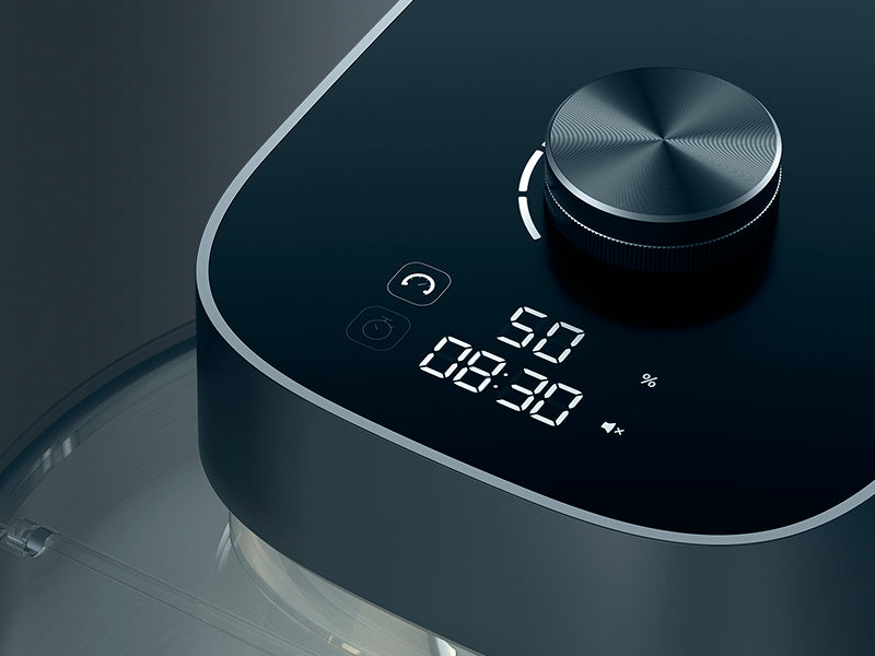 A close up image showing the digital display on the Halo Core spiral mixer