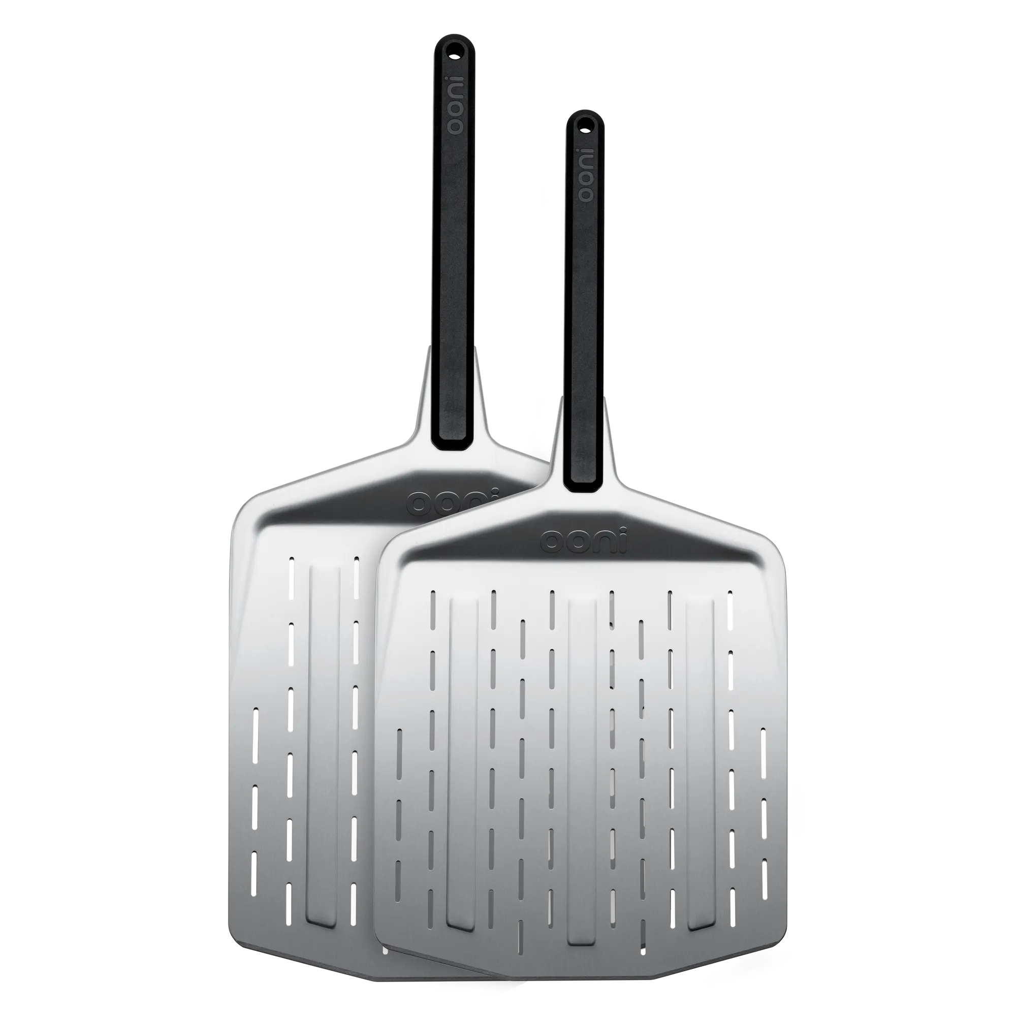 The Ooni perforated pizza peel range on a white background.