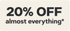 A promotional badge that says "20% off almost everything"