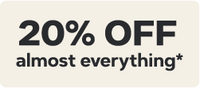 A promotional badge that says "20% off almost everything"